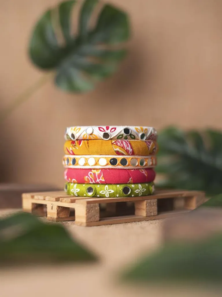 Vibhuti Floral Handpainted Mirrorwork Bangles